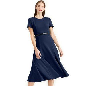 Calvin Klein Fit and Flare Dress in Indigo